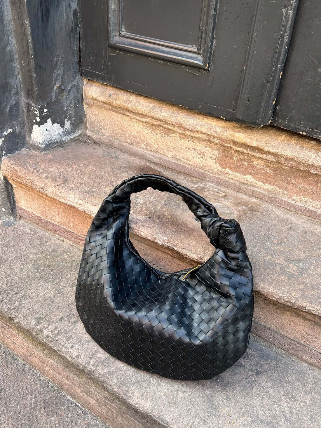 Braided Knot Faux Leather Medium Bag